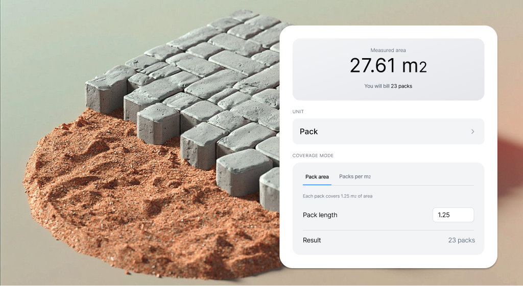 Measurement wireframe overlaid on a jobsite photo